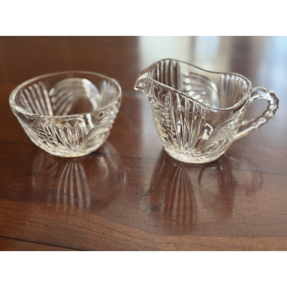 Vintage Princess House Bavarian Crystal Glass Creamer and Sugar